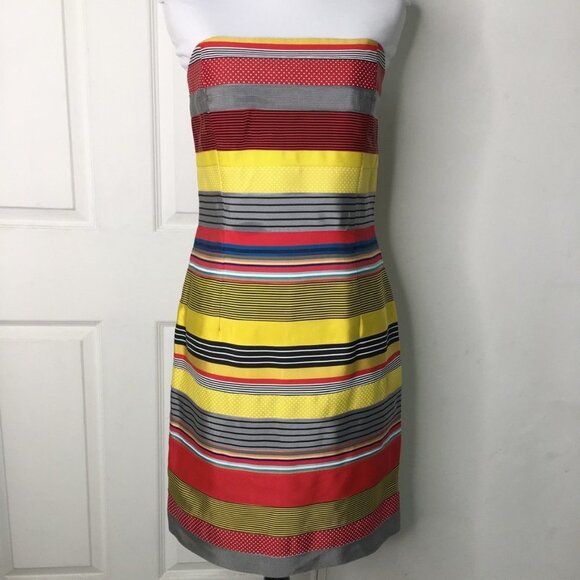 J. McLaughlin Strapless Striped Multicolor Dress 4 - Picture 1 of 11